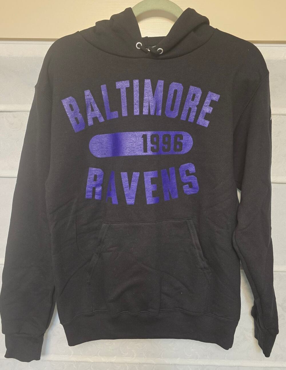 Champion Baltimore Ravens Hoodie Mens Small Black Purple NFL Football 1996 NWT